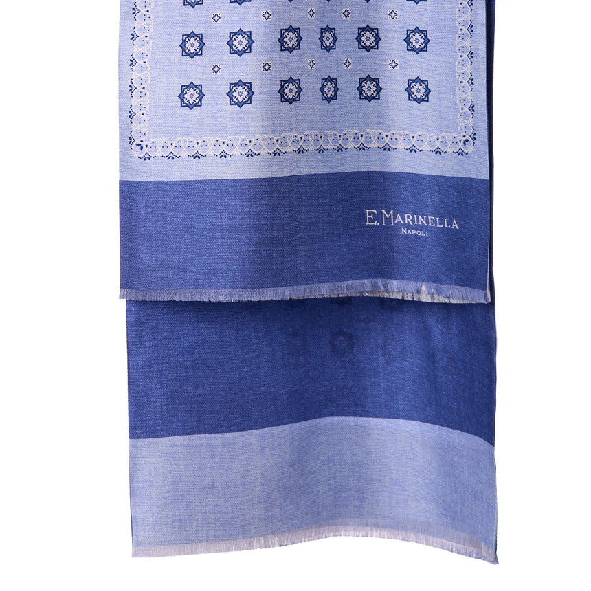 SCIARPA TUBOLARE AZZURRO IN SETA TWILL