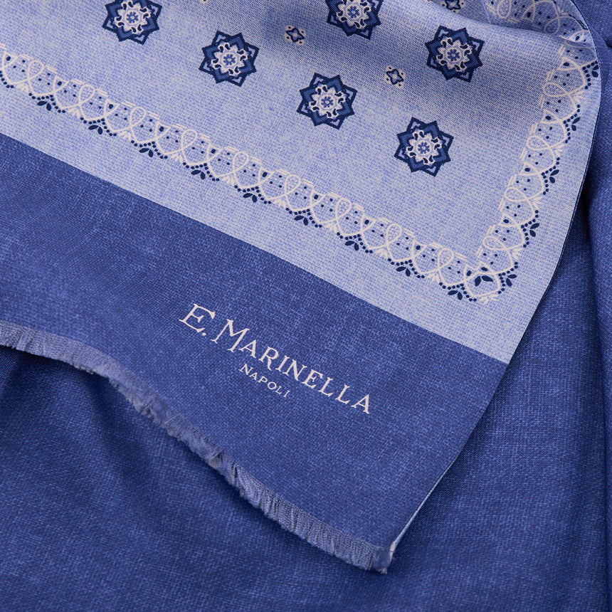 SCIARPA TUBOLARE AZZURRO IN SETA TWILL