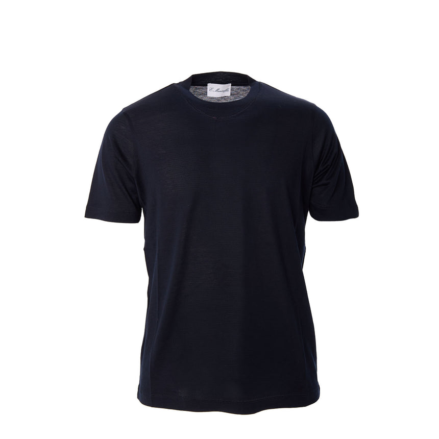 DARK BLUE SILK T-SHIRT