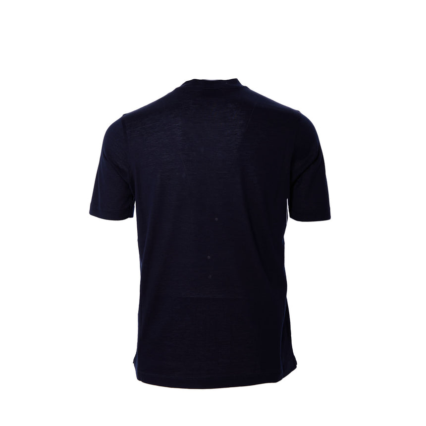 DARK BLUE SILK T-SHIRT