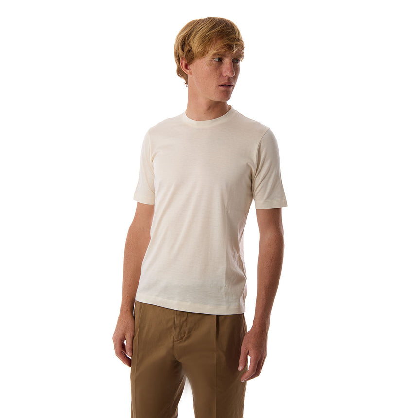 BEIGE SILK T-SHIRT