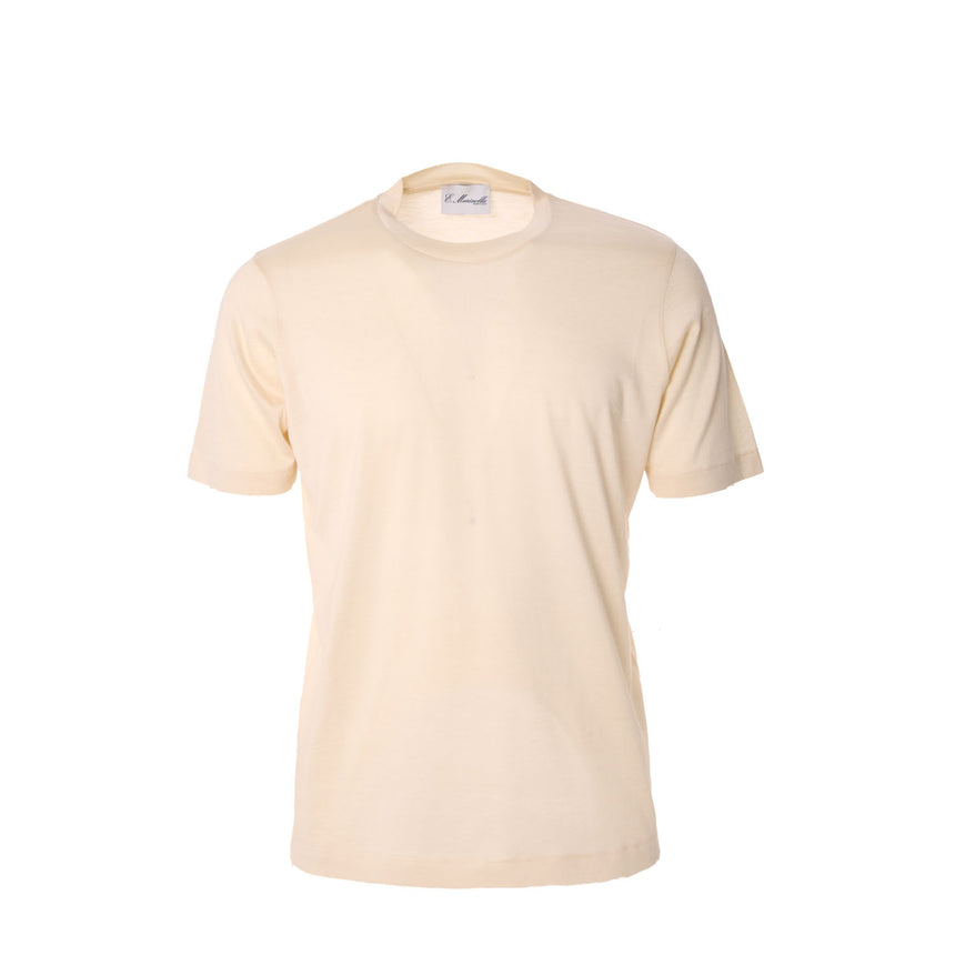 BEIGE SILK T-SHIRT