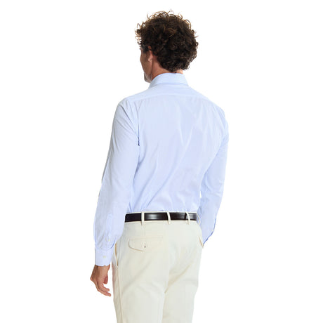 CAMICIA CLASSICA A RIGHE BIANCO E AZZURRO SLIM