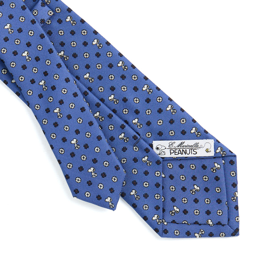 CRAVATTA SARTORIALE IN SETA STAMPATA AZZURRO POLVERE