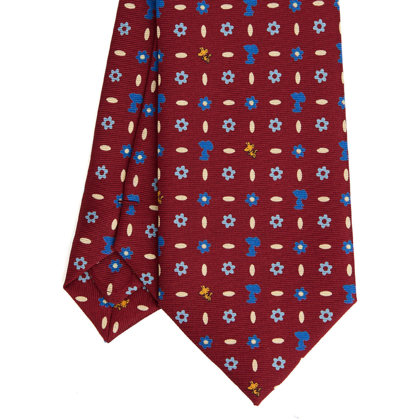 BURGUNDY SARTORIAL PRINTED SILK TIE