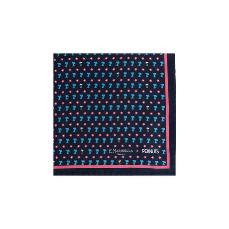 DARK BLUE PRINTED SILK POCKET SQUARE