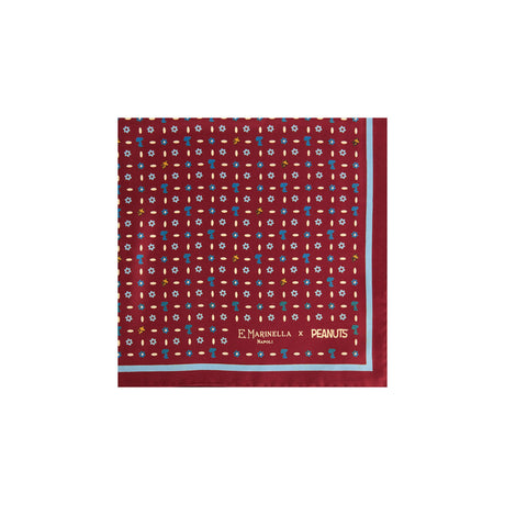 BURGUNDY PRINTED SILK POCKET SQUARE