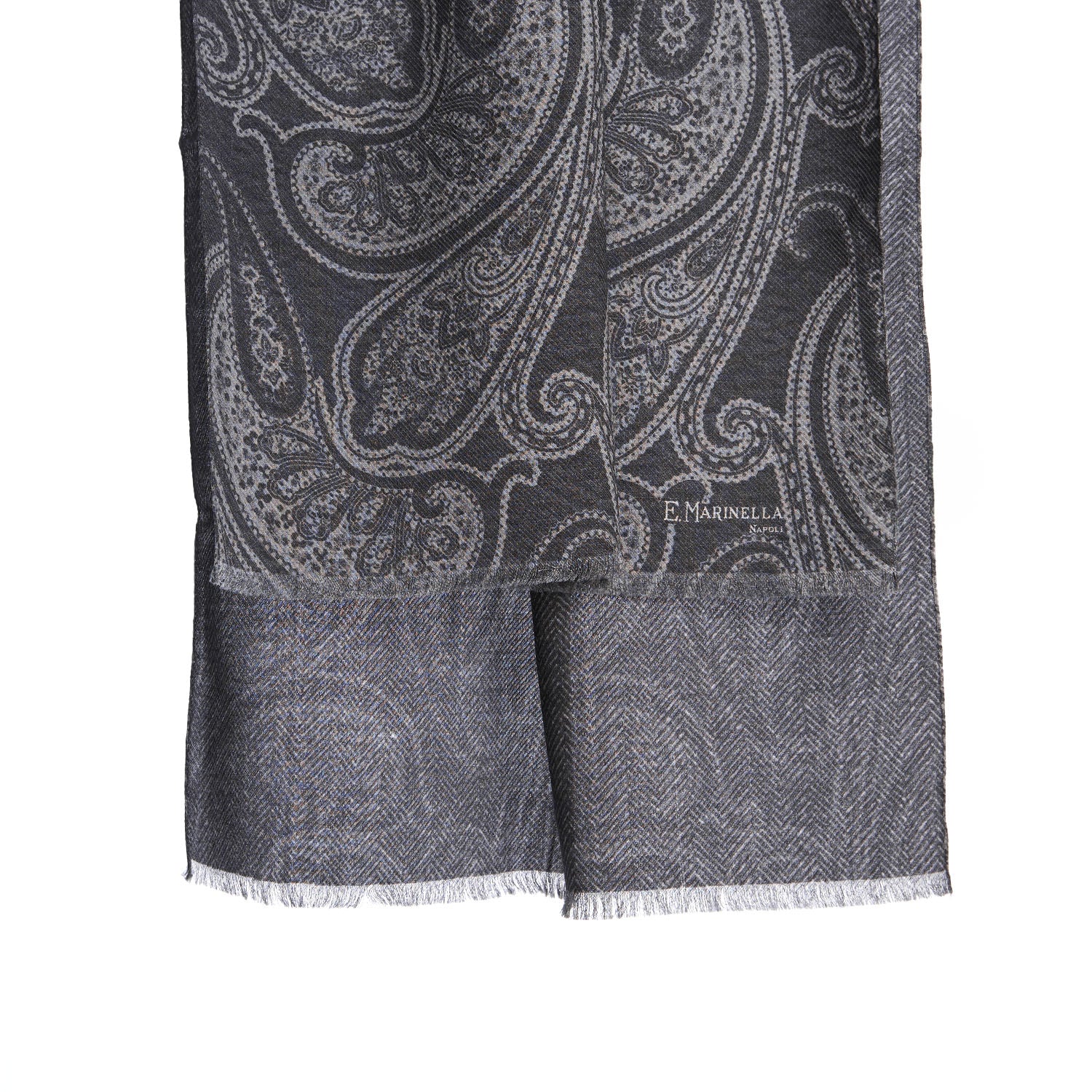 Gray Wool Stole - Paisley Pattern – E.Marinella