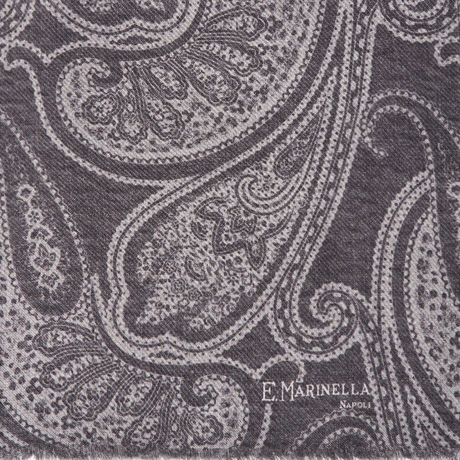 Gray Wool Stole - Paisley Pattern – E.Marinella