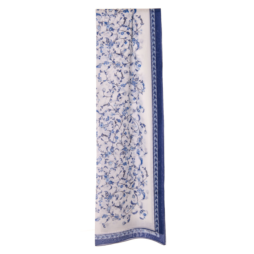 BLUE STOLE IN COTTON VOILE AND SILK
