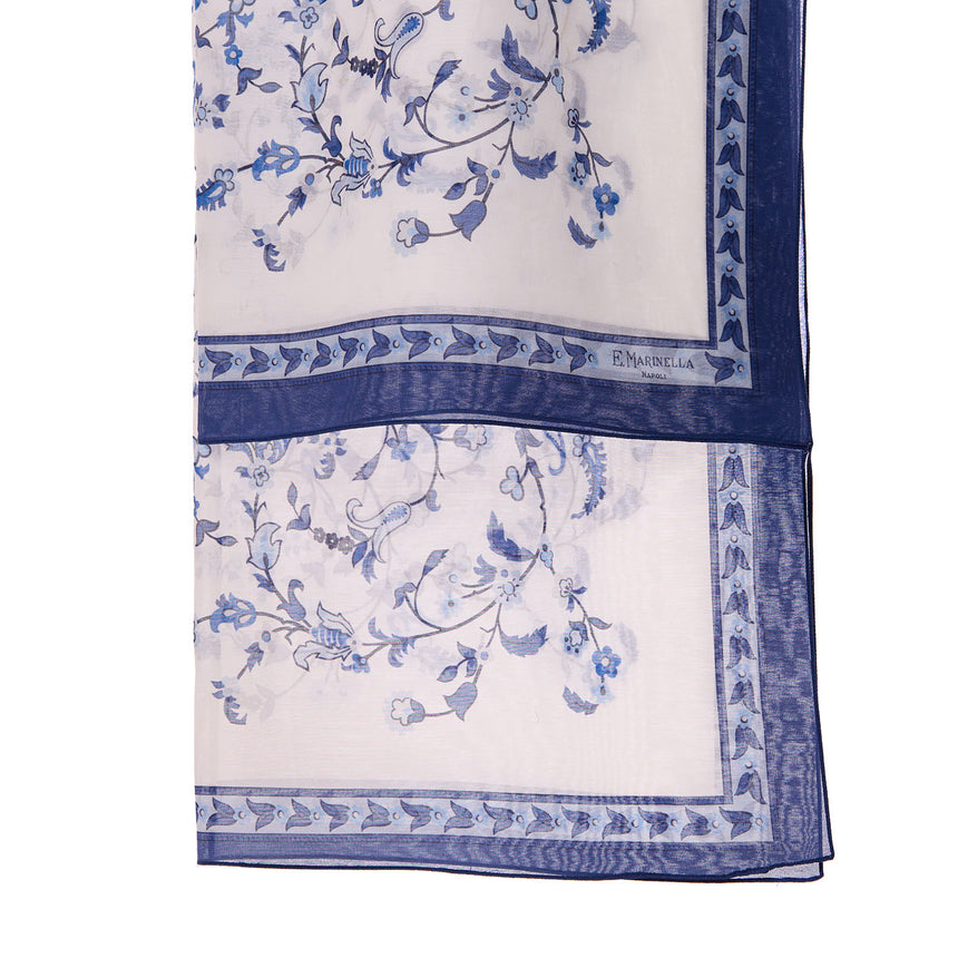 BLUE STOLE IN COTTON VOILE AND SILK
