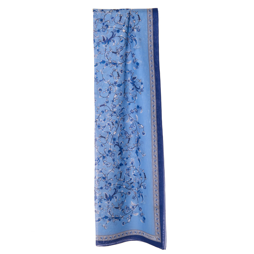 BLUE STOLE IN COTTON VOILE AND SILK