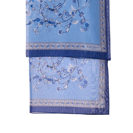 BLUE STOLE IN COTTON VOILE AND SILK
