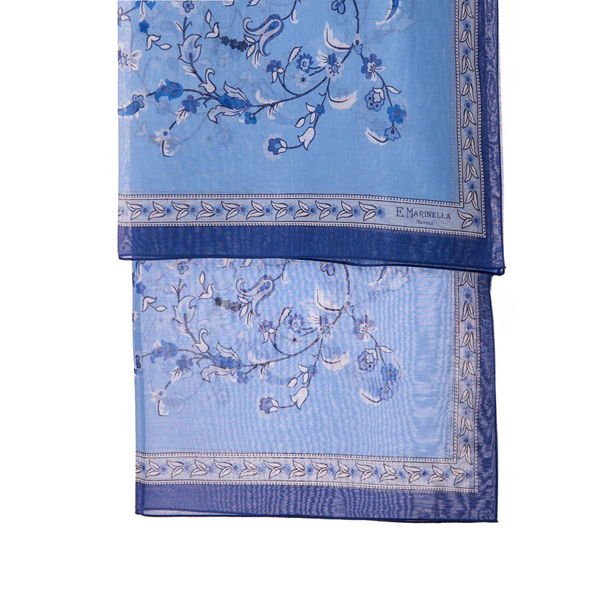 BLUE STOLE IN COTTON VOILE AND SILK