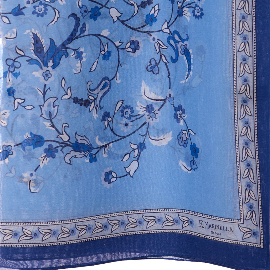 BLUE STOLE IN COTTON VOILE AND SILK