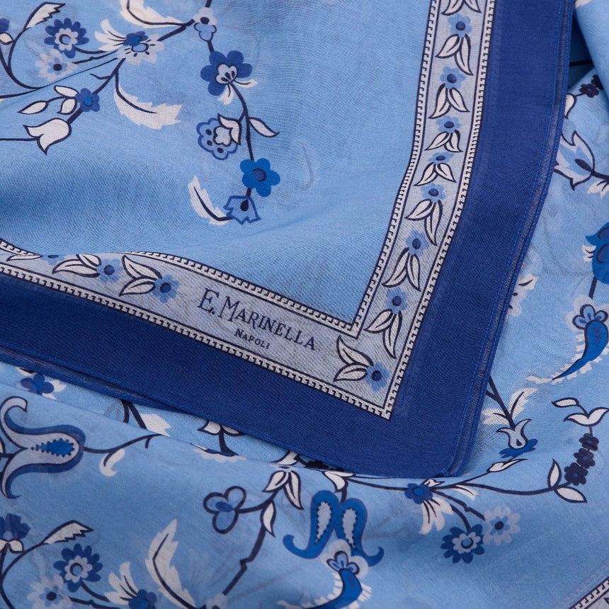 BLUE STOLE IN COTTON VOILE AND SILK