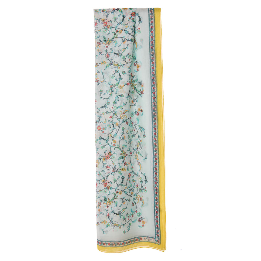 YELLOW STOLE IN COTTON VOILE AND SILK