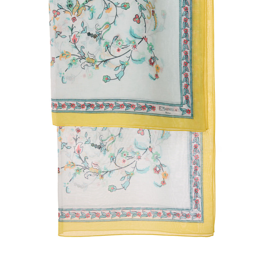 YELLOW STOLE IN COTTON VOILE AND SILK
