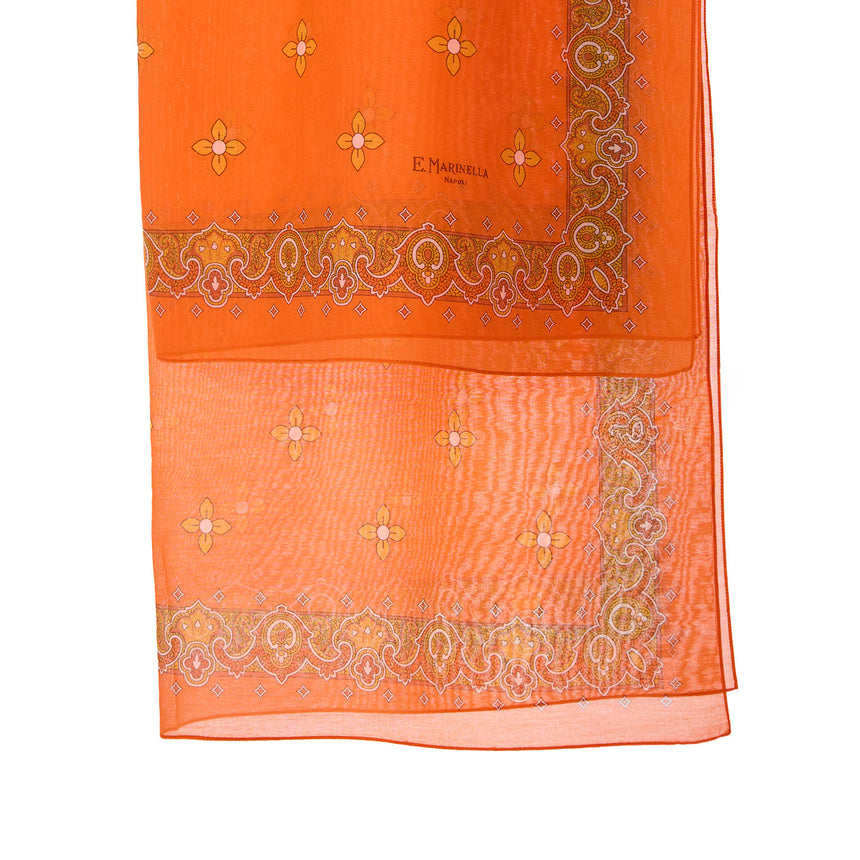 ORANGE STOLE IN COTTON VOILE AND SILK