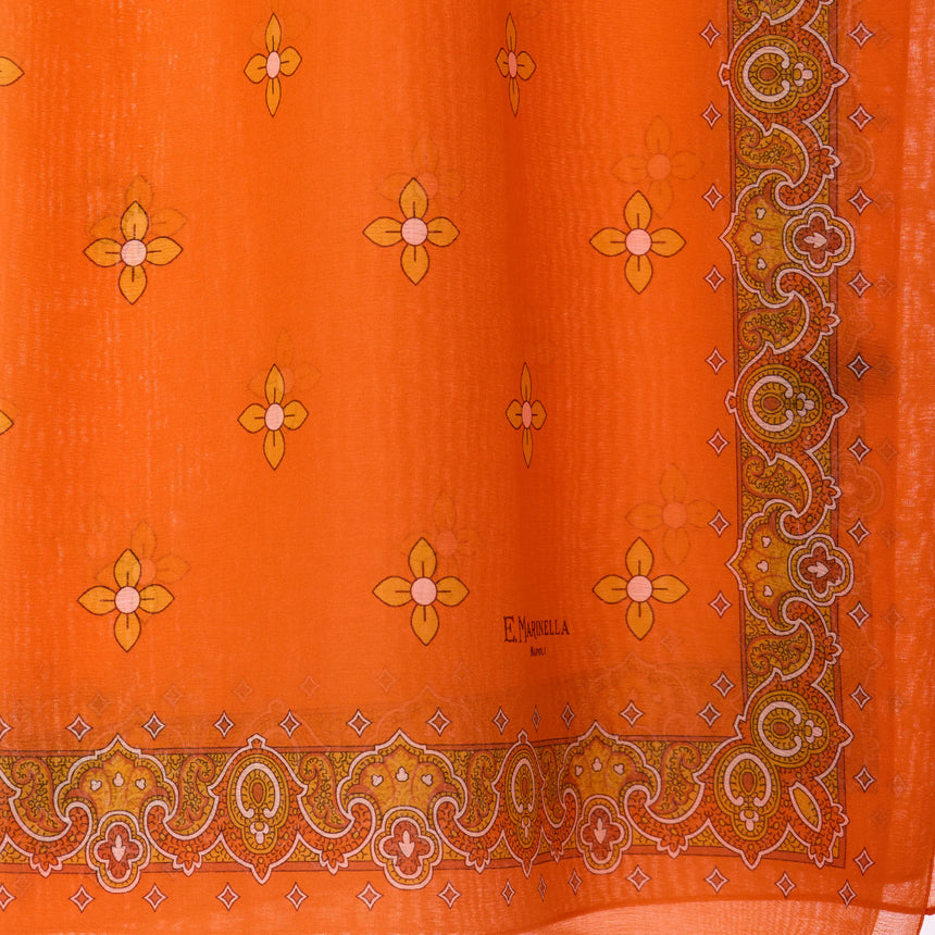 ORANGE STOLE IN COTTON VOILE AND SILK
