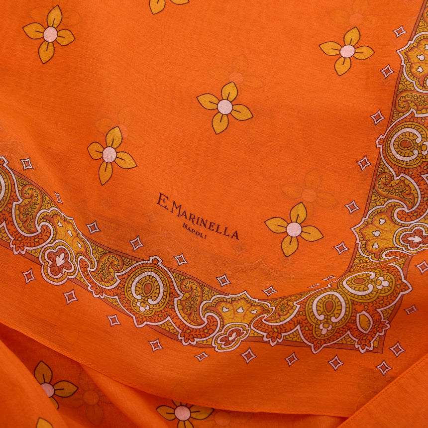 ORANGE STOLE IN COTTON VOILE AND SILK