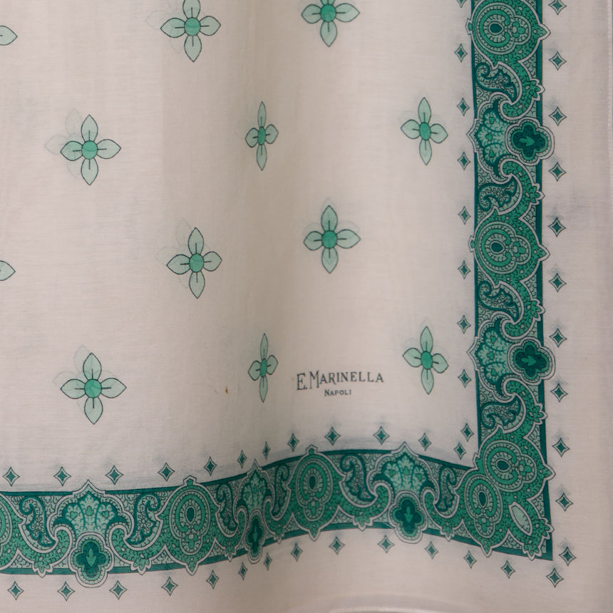 WHITE AND GREEN STOLE IN COTTON VOILE AND SILK