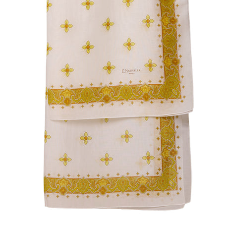 WHITE AND YELLOW STOLE IN COTTON VOILE AND SILK