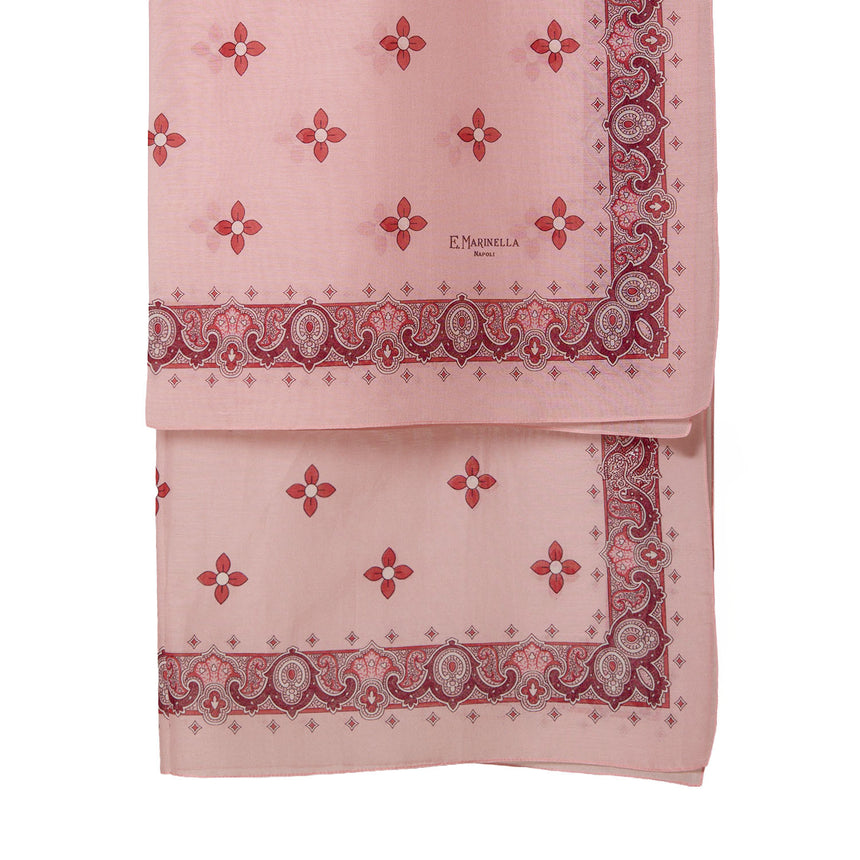 PINK STOLE IN COTTON VOILE AND SILK