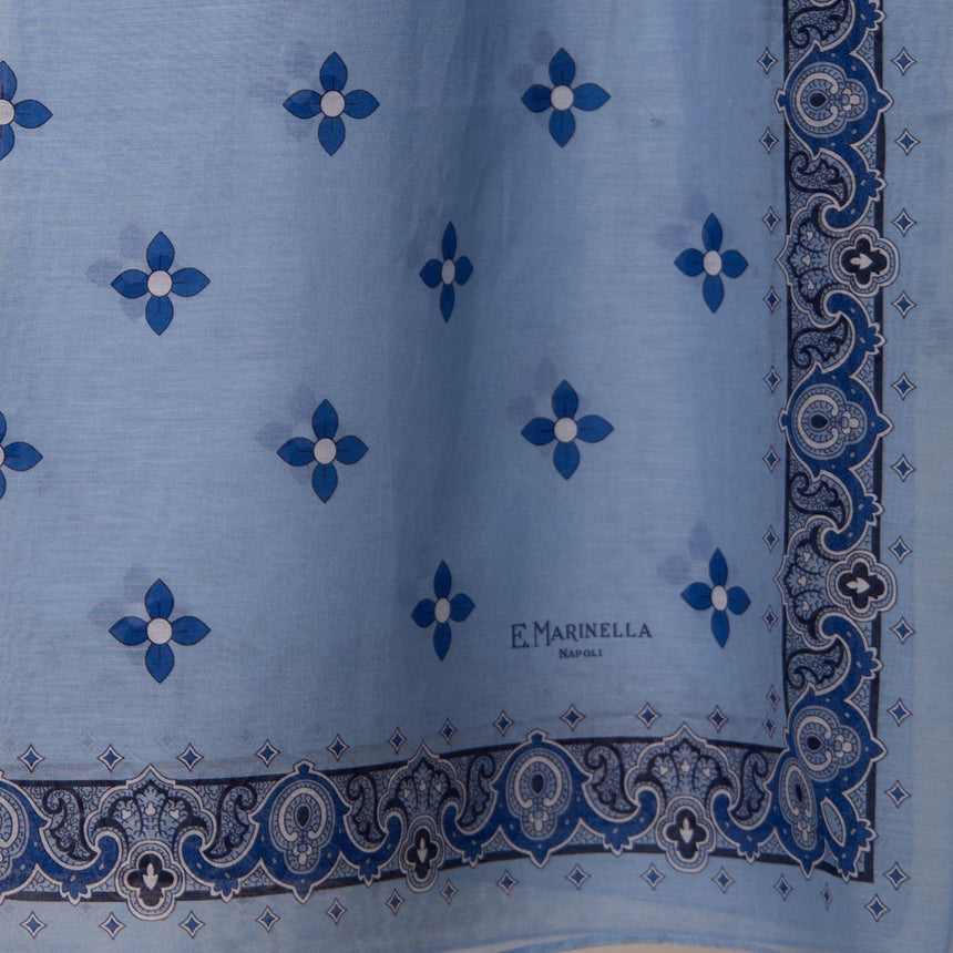 LIGHT BLUE STOLE IN COTTON VOILE AND SILK