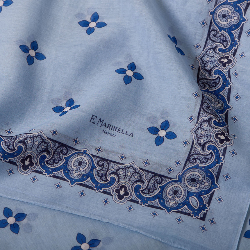 LIGHT BLUE STOLE IN COTTON VOILE AND SILK
