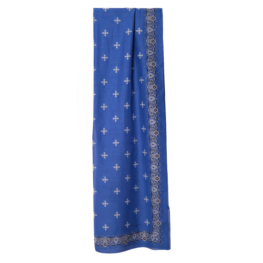 BLUE STOLE IN COTTON VOILE AND SILK