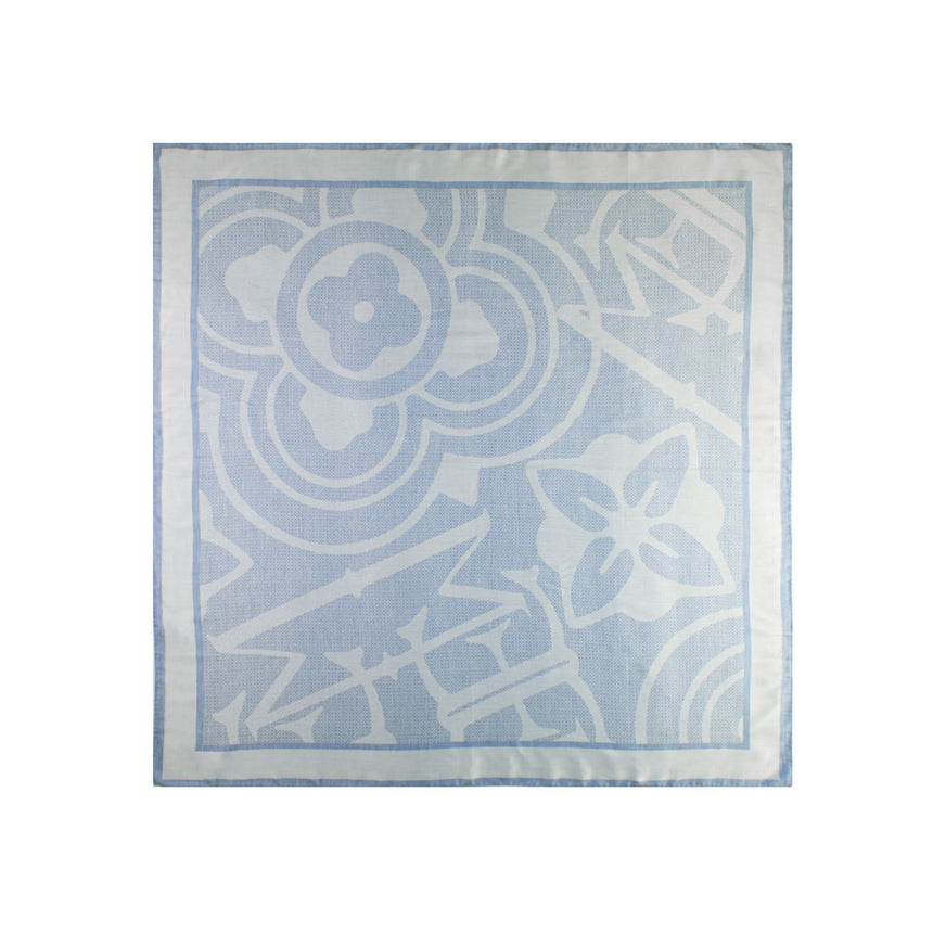 BLUE SILK AND COTTON SCARF 120
