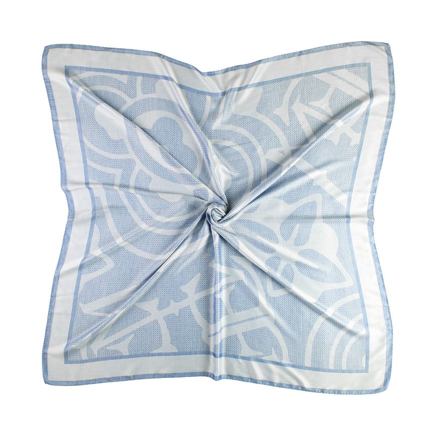 BLUE SILK AND COTTON SCARF 120