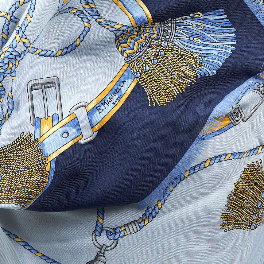 STOLA AZZURRO POLVERE 115 IN LANA, SETA E CASHMERE