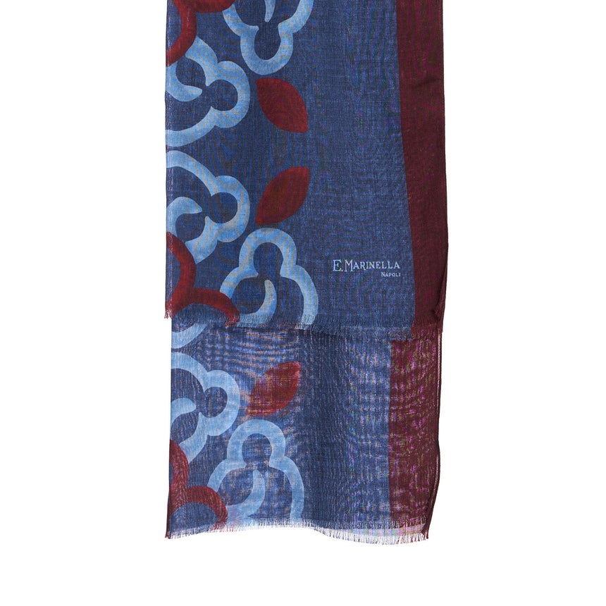 BLUE WOOL, SILK AND CASHMERE STOLE