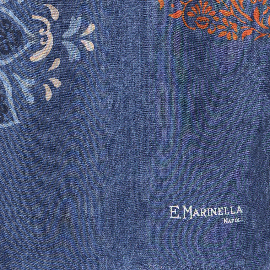 BLUE WOOL, SILK AND CASHMERE STOLE