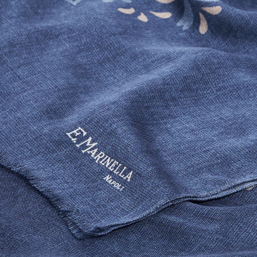 BLUE WOOL, SILK AND CASHMERE STOLE