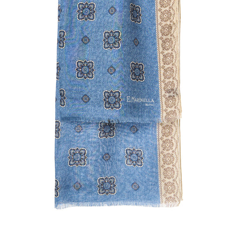 LIGHT BLUE WOOL, SILK AND CASHMERE STOLE