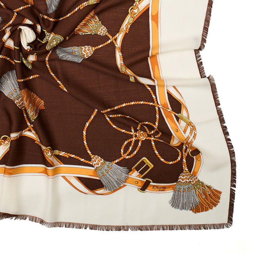 BROWN STOLE 115 IN WOOL, SILK AND CASHMERE