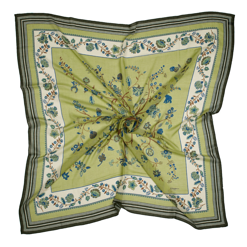 OLIVE GREEN STOLE 140 IN WOOL AND CASHMERE