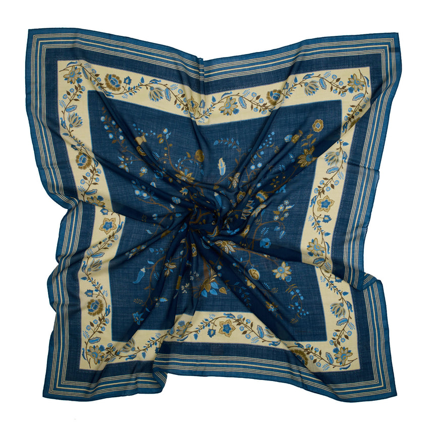 BLUE STOLE 140 IN WOOL AND CASHMERE