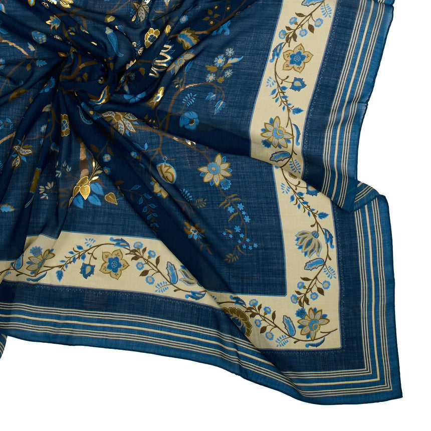 BLUE STOLE 140 IN WOOL AND CASHMERE