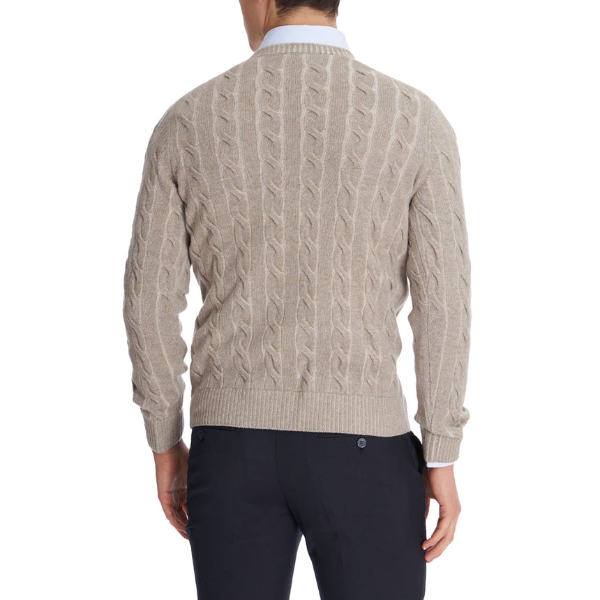 MAGLIONE GIROCOLLO A TRECCE BEIGE