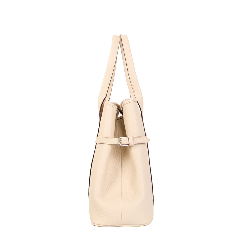 BEIGE TOTE BAG SIDE BUCKLES