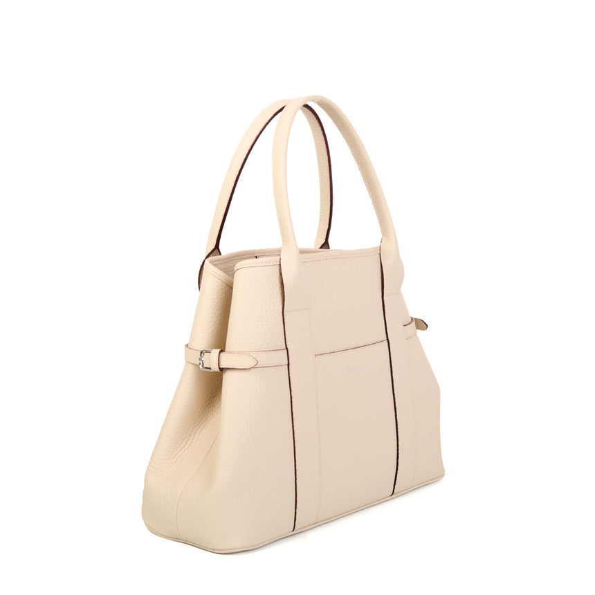 BEIGE TOTE BAG SIDE BUCKLES
