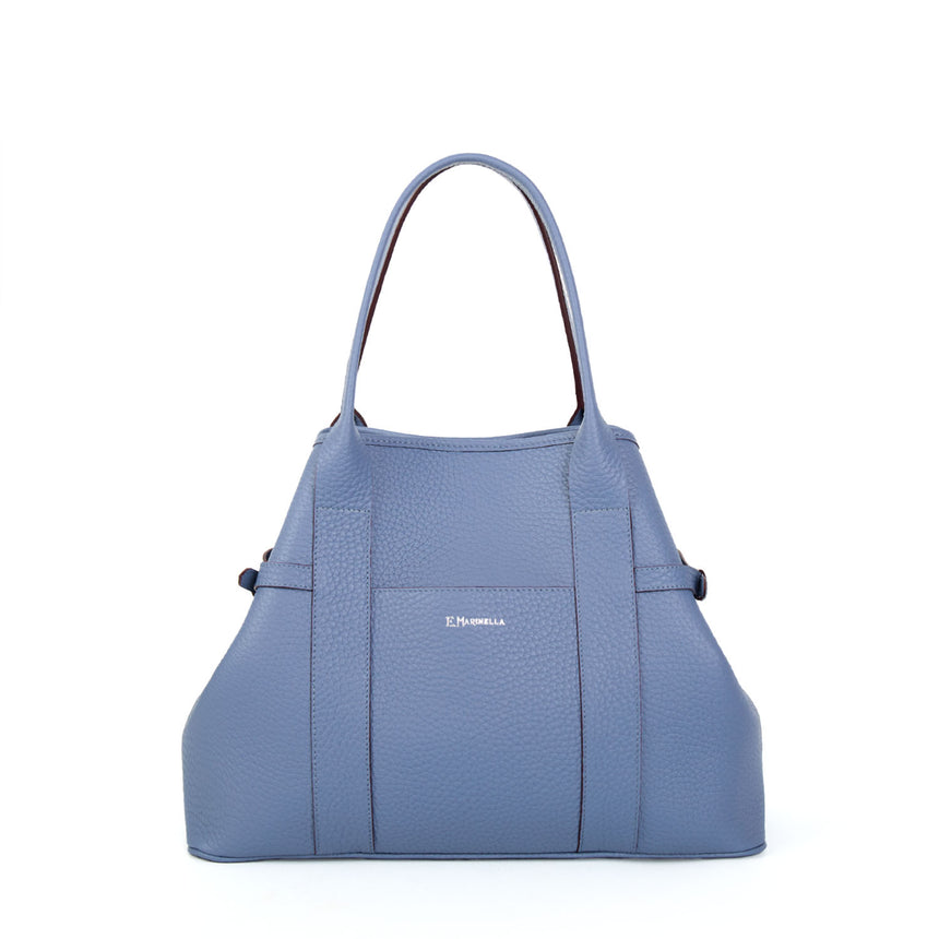 TOTE BAG SIDE BUCKLES AZZURRO POLVERE