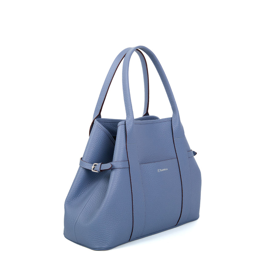 TOTE BAG SIDE BUCKLES AZZURRO POLVERE