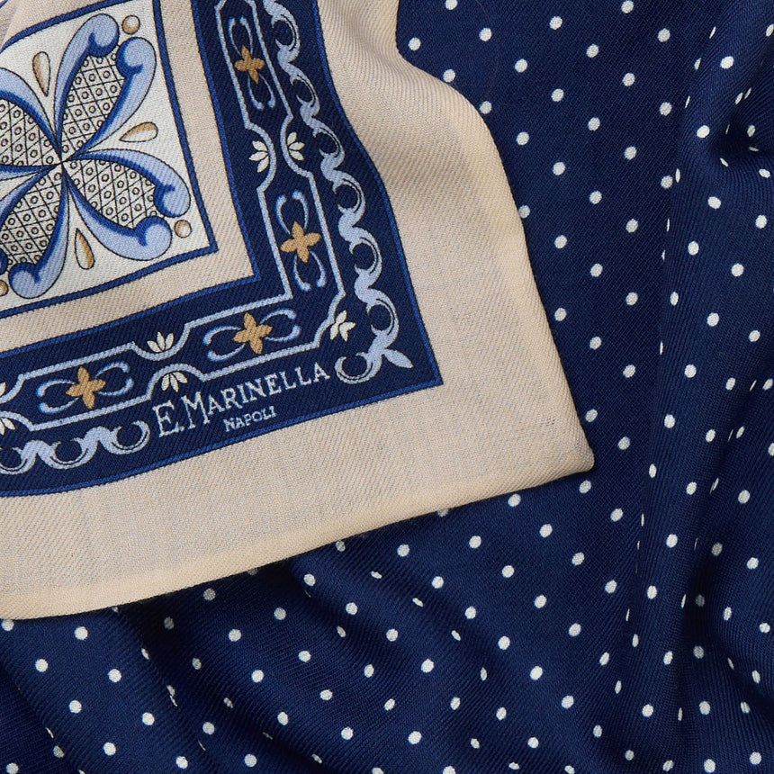 DARK BLUE TRIANGLE WOOL SCARF