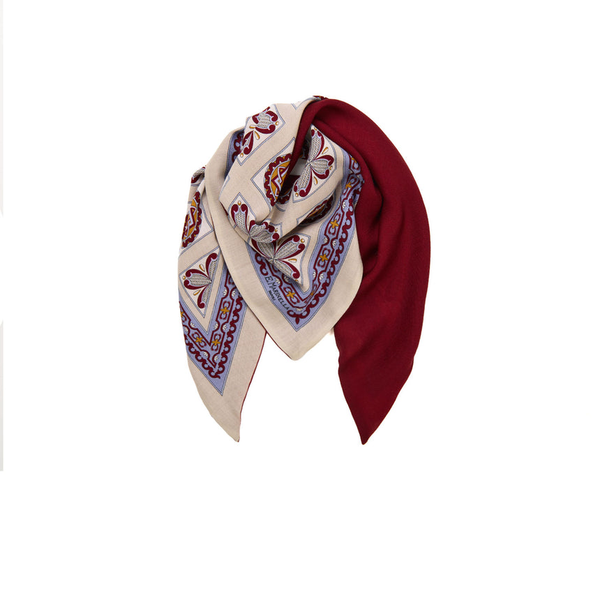 FOULARD TRIANGOLO IN LANA BORDEUAX