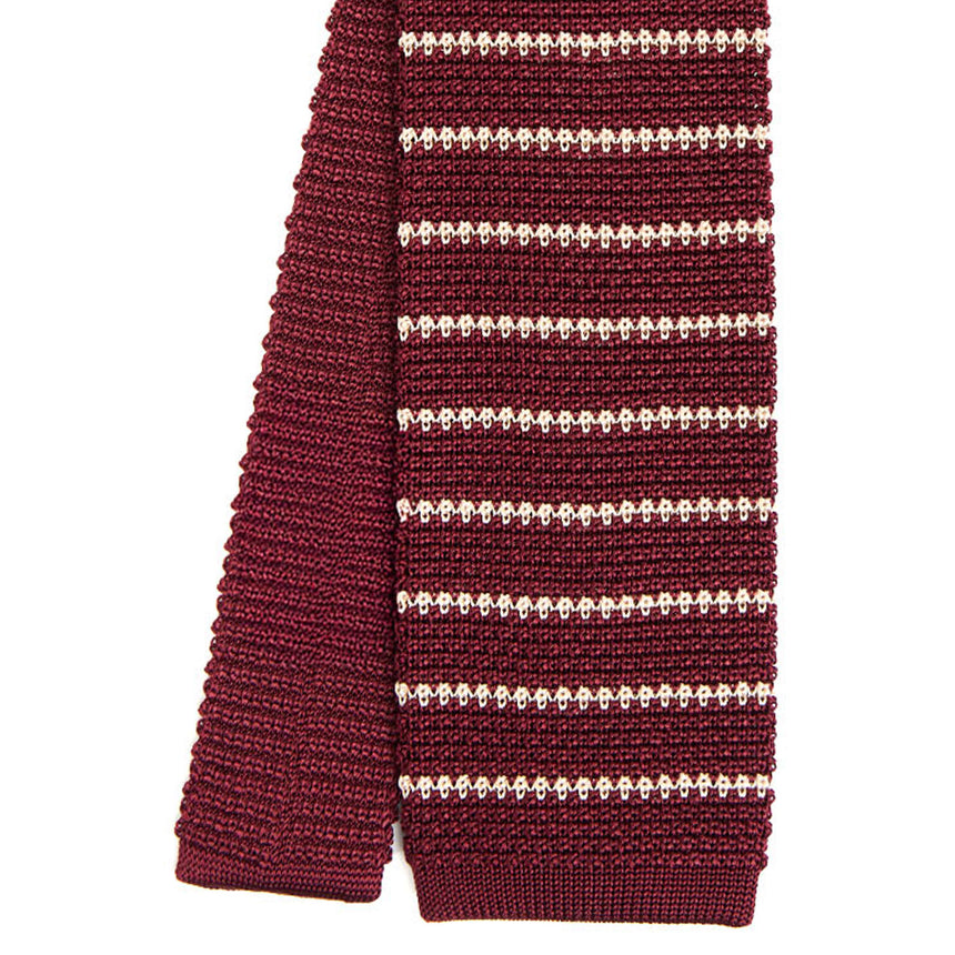 BURGUNDY SILK KNITTED TIE